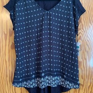 Navy Patterned Women's Top